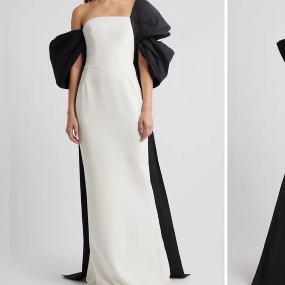 Marchesa Notte Cape Back Column Gown Dress Size 6 - Picture 3 of 14